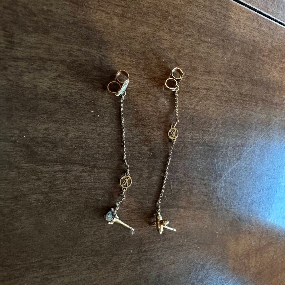 AUTHENTIC Louis Vuitton Gold-Tone Monogram Dangle & Drop Earrings Set – LV Fashi